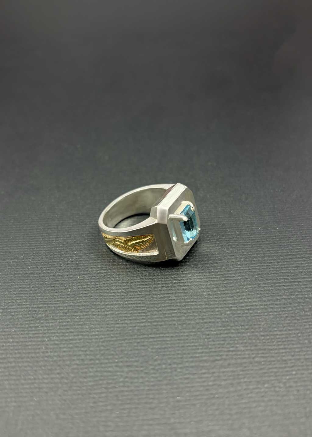 Blue Topaz Gold leaf Ring