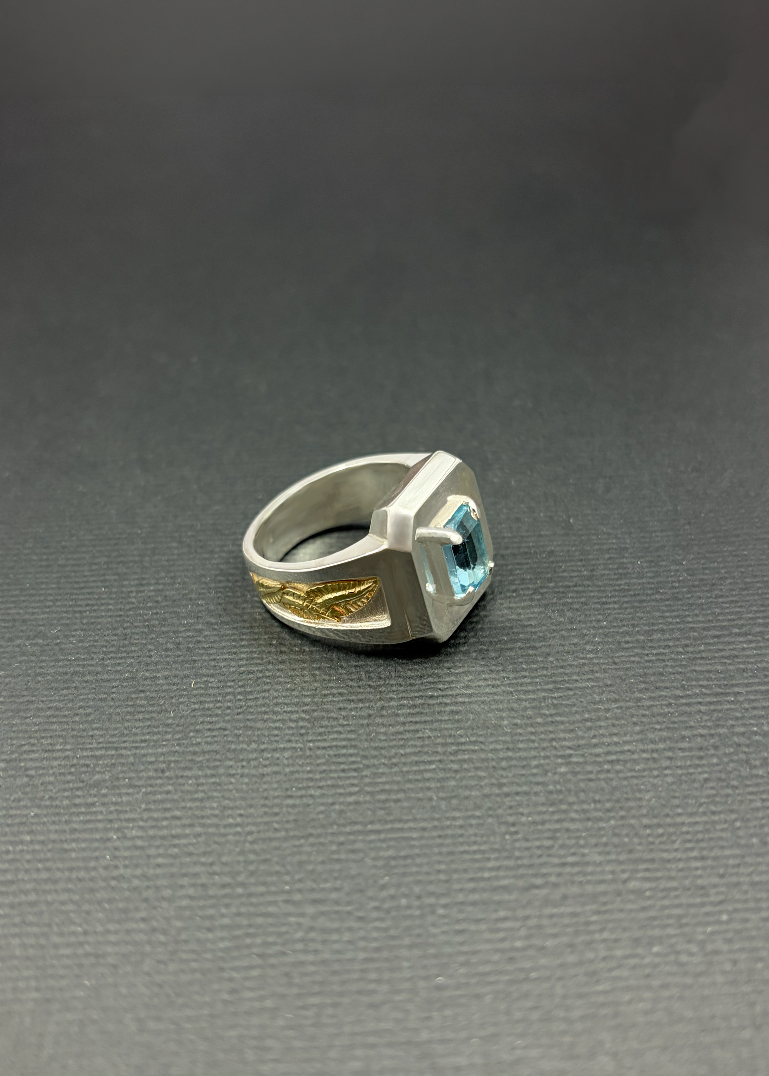 Blue Topaz Gold leaf Ring