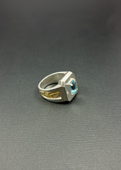 Blue Topaz Gold leaf Ring