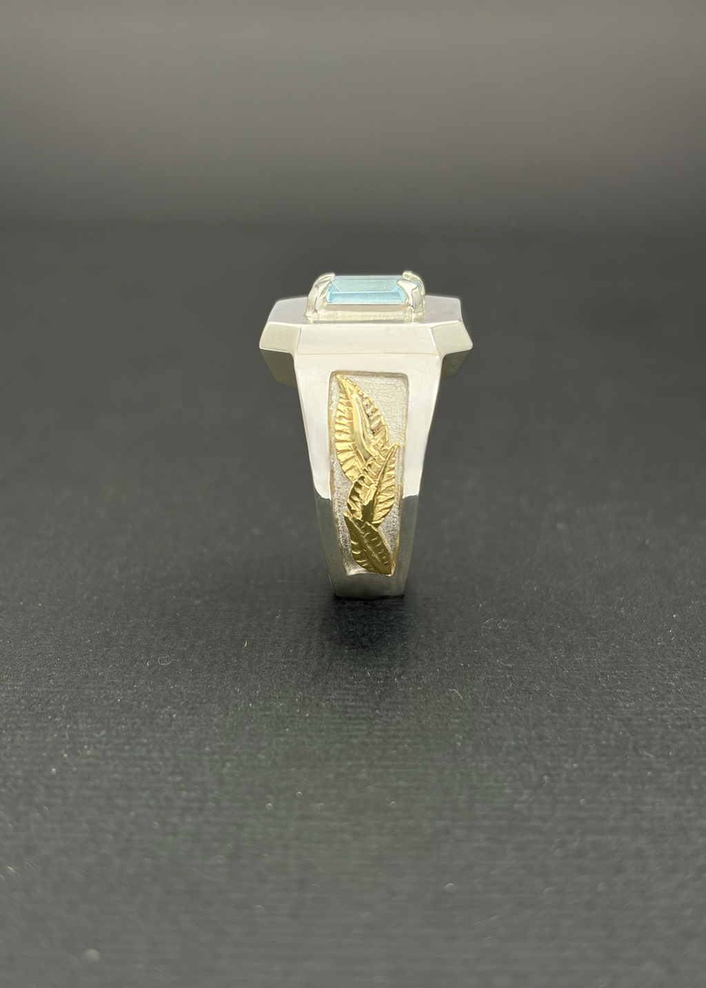 Blue Topaz Gold leaf Ring