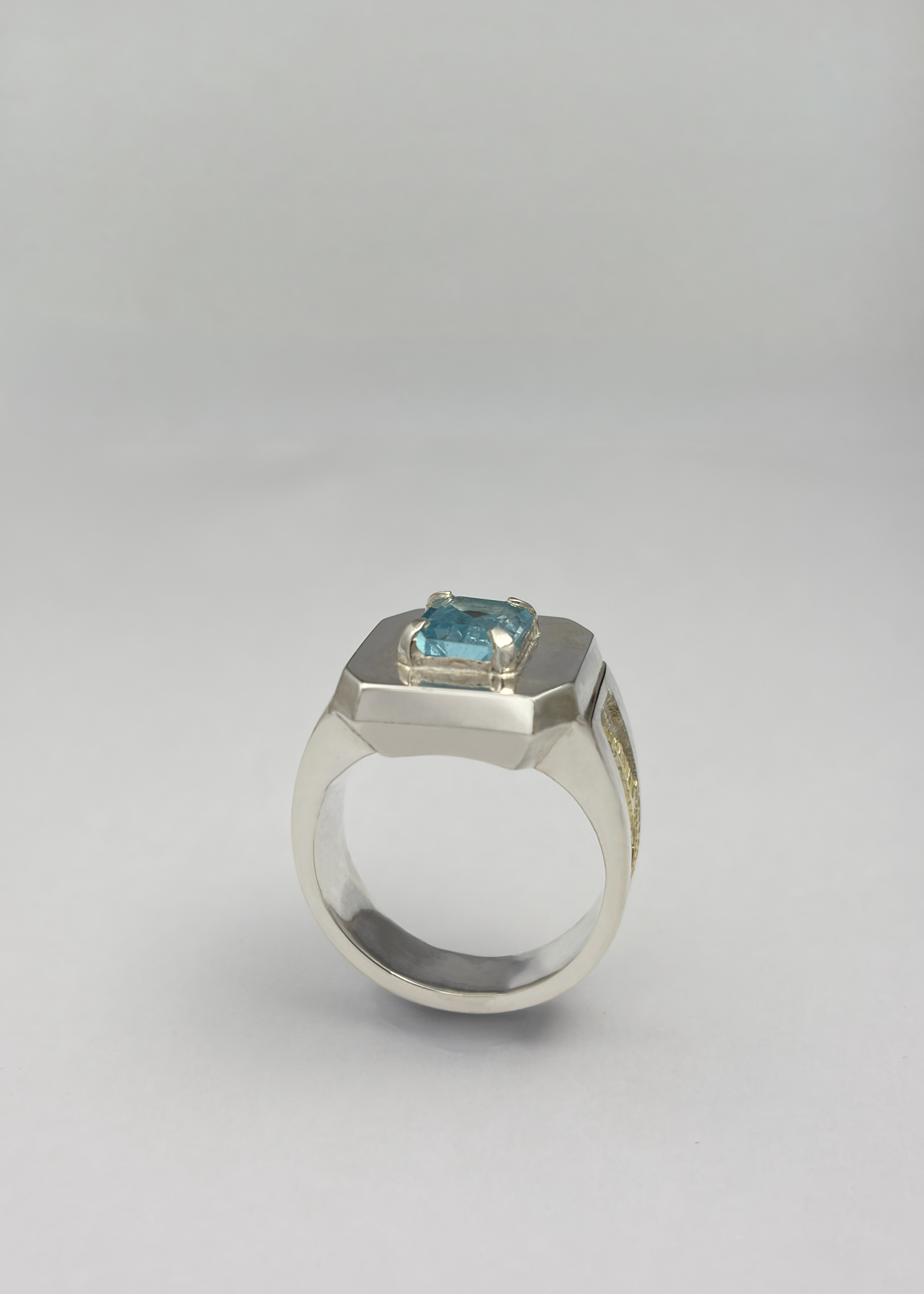 Blue Topaz Gold leaf Ring