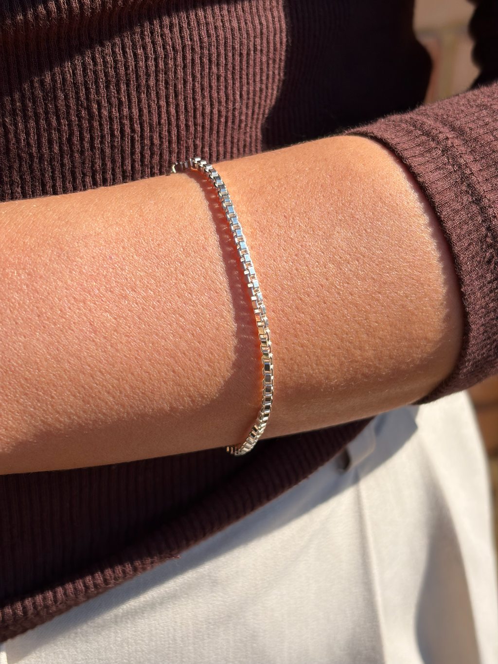 Silver Box Link Bracelet