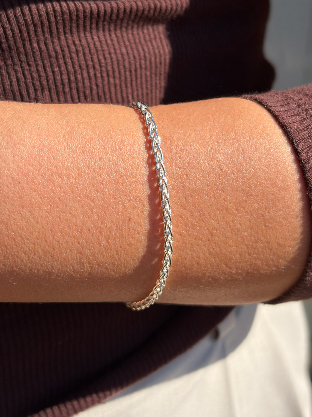 Silver Wheat Link Bracelet