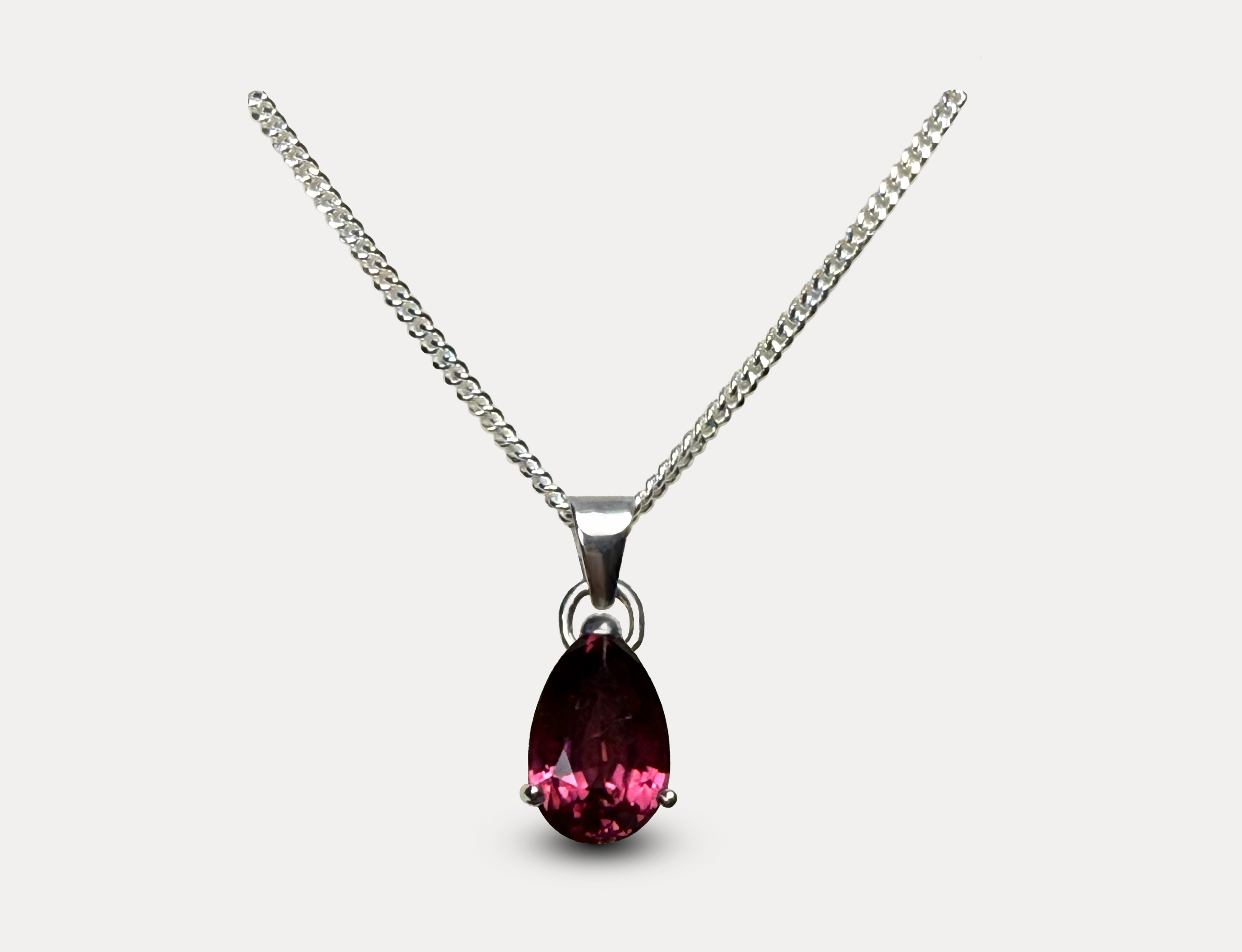 Pear Cut Garnet Necklace