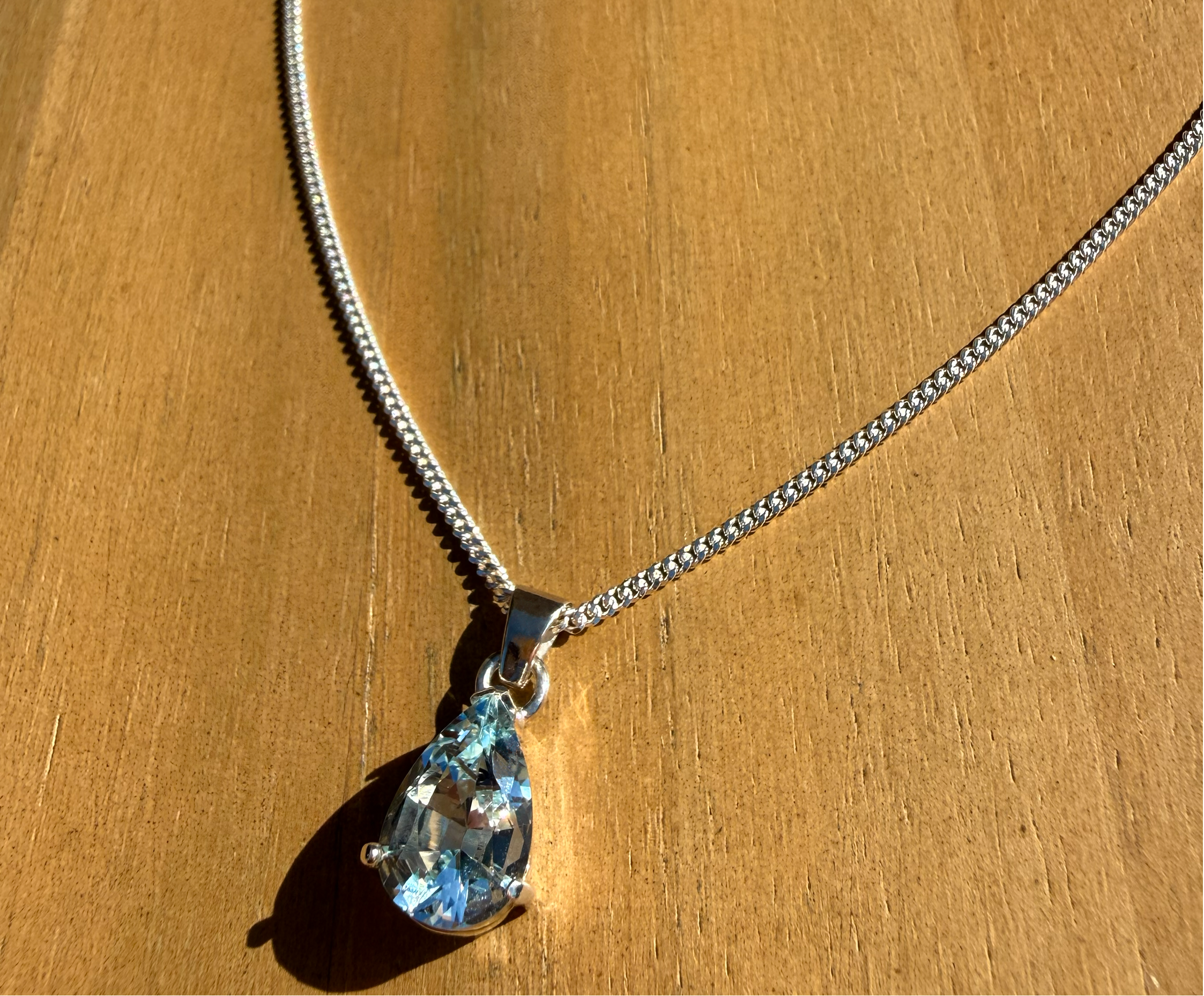 Pear Cut Aquamarine Necklace